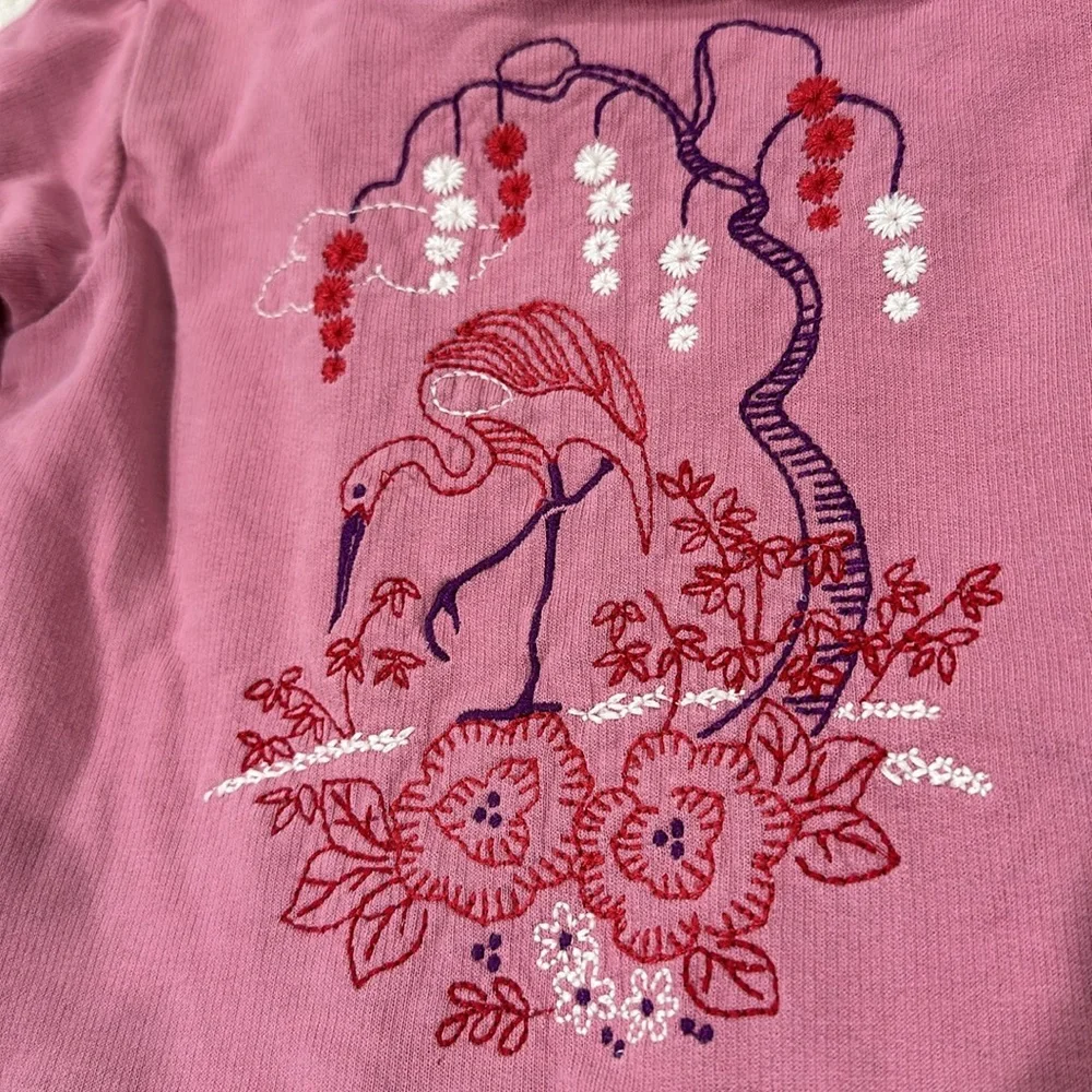 TEA COLLECTION whooping crane dusty rose long sleeve dress Girls Sz 2 Mauve Pink